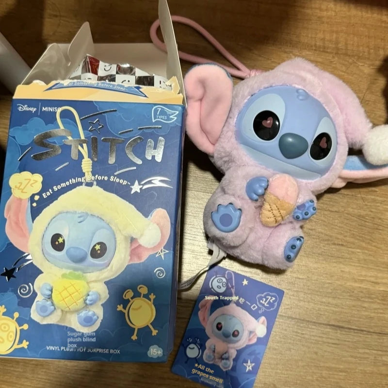 Blind Box-Stitch Eat Something Before Sleep Series Blind Box Plush Vinyl Toys Cute Doll Replica Mystery Box Bag Pendant Decor Gift