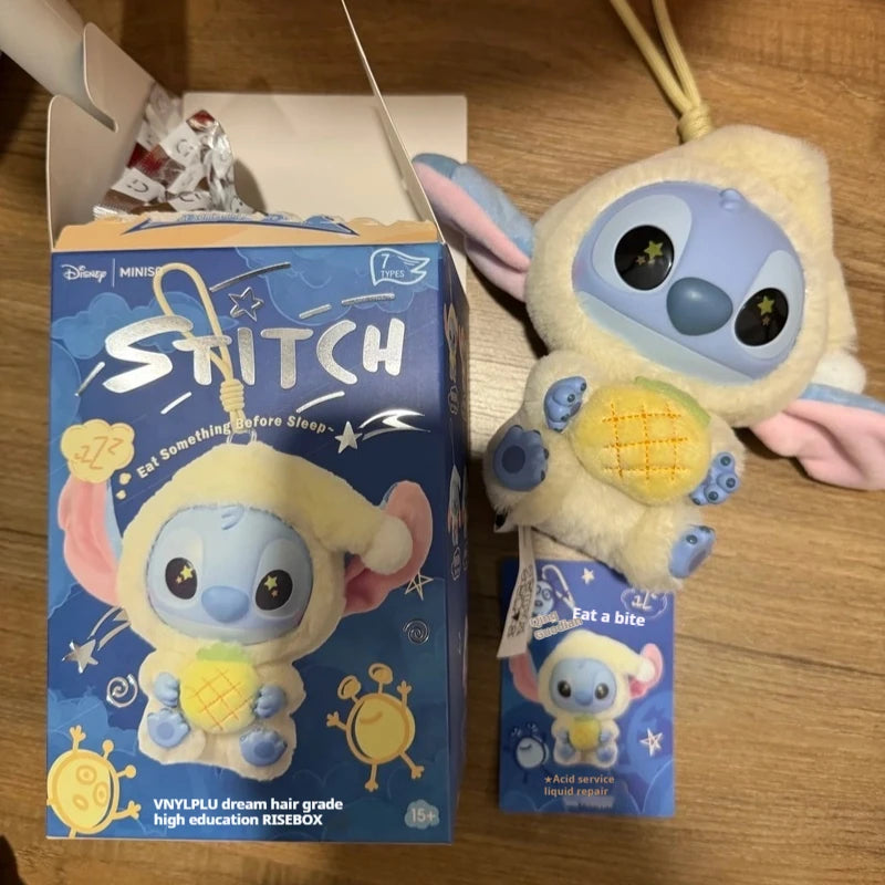 Blind Box-Stitch Eat Something Before Sleep Series Blind Box Plush Vinyl Toys Cute Doll Replica Mystery Box Bag Pendant Decor Gift