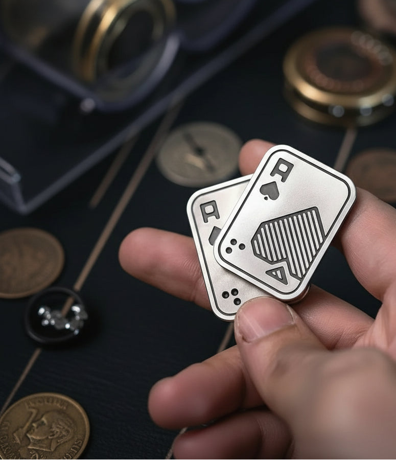 KK AA Fidget Slider Metal Skull Push Slider Stress Relief Toy Anti Stress EDC Top Spinning Poker Toys  Adults Gifts