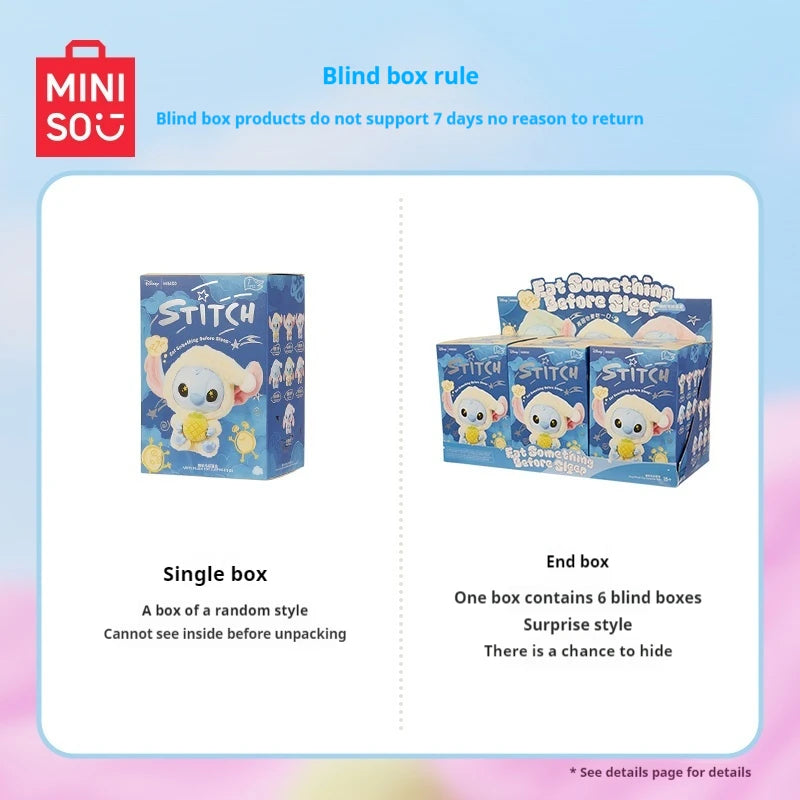 Blind Box-Stitch Eat Something Before Sleep Series Blind Box Plush Vinyl Toys Cute Doll Replica Mystery Box Bag Pendant Decor Gift