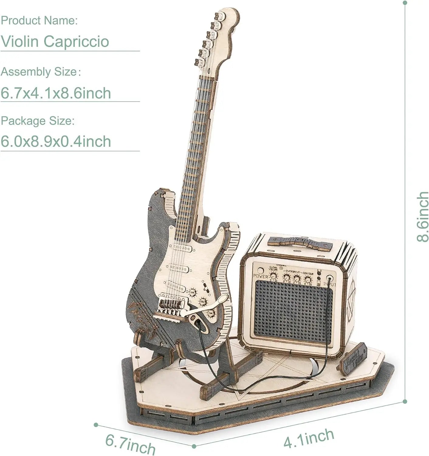 ROKR [Electric Guitar] 3D Wooden Puzzle for Kids Adults Assembly Creative Toys Building Block Set for Christmas Gifts