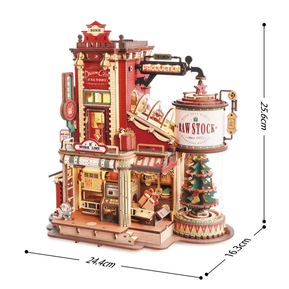 Rokr [Christmas Dream] Wooden Music Box Gift Factory 3D Wooden Puzzles Wooden Model Kits Build Best Gifts for Kids Adults