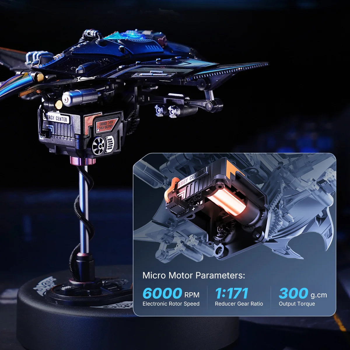 Rokr [Manta Ray] Mechanical 3D Puzzle Kit Cyberpunk Style Model Challenging DIY Project Unique Desktop Decor Gift for Adults
