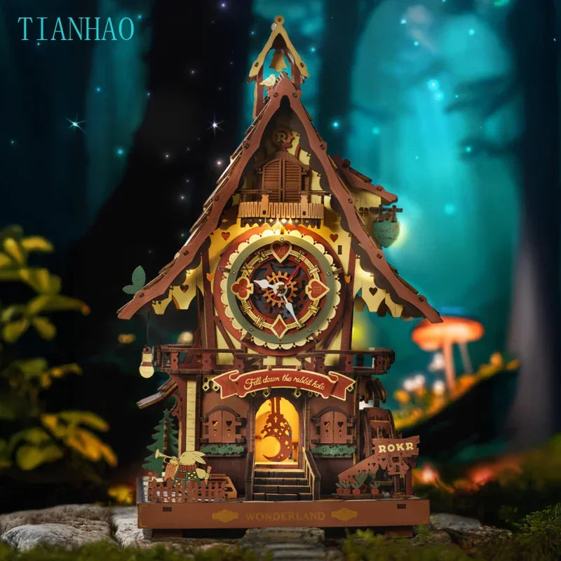 Rokr [Cuckoo Clock] Mechanical 3D Wooden Puzzles DIY Mechanical Aesthetic Room Decor Unique Gift for Adult