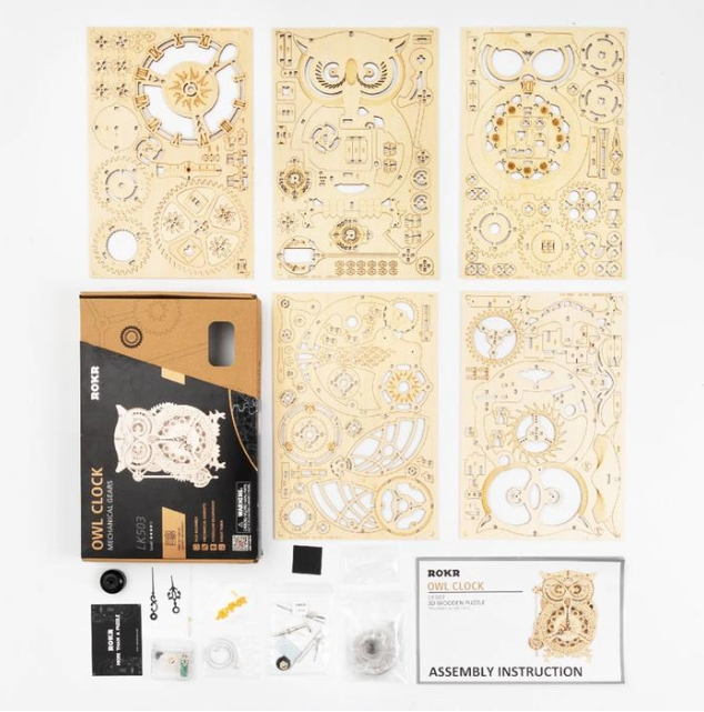 Rokr [Owl Clock] Mechanical 3D Wooden Puzzle