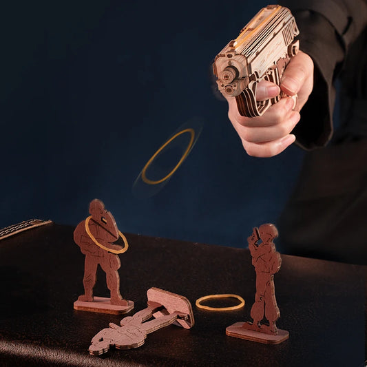 Rokr [Mini Gun] Wooden Model Kits Self Assembly Mechanical Construciton Craft Kit for Kids Teens LQ502