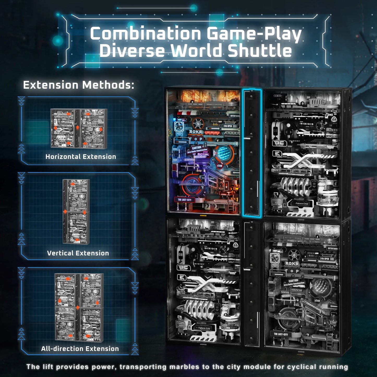 Rokr [The Last City] -Futuristic Marble Run Cyberpunk Gift for Men 3D Puzzle Model Gaming Decoration Automatic