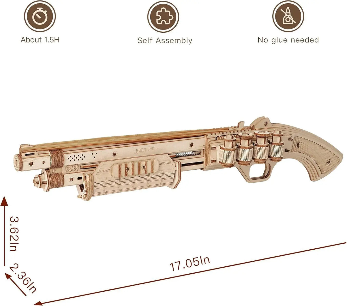 Rokr [Corsac M60 Toy Gun] 3D Wooden Puzzle Mechanical Building Model Kit for Children 14 Years Christmas gift