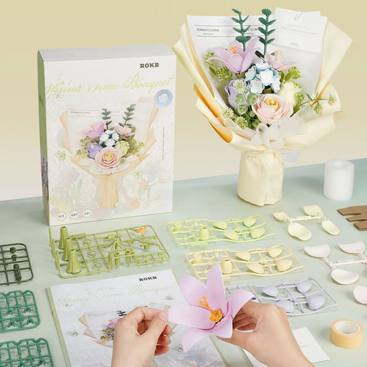 Rokr [Spring Time] Bouquet DIY 3D Puzzle with 6 Kind of flowers Best Gifts for Your Wife Family Building Block Kits