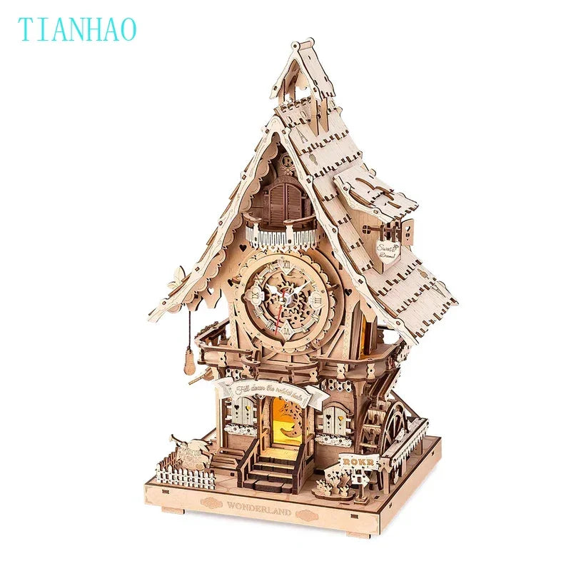 Rokr [Cuckoo Clock] Mechanical 3D Wooden Puzzles DIY Mechanical Aesthetic Room Decor Unique Gift for Adult