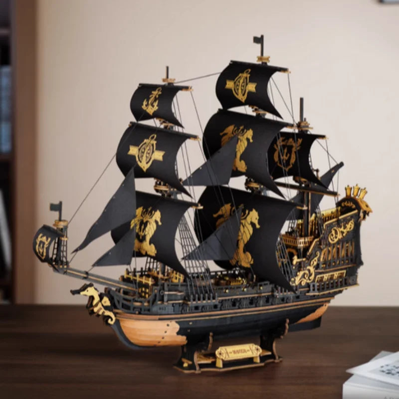 Rokr [Seahouse Barque] Model kits Build Home Desk Decoration Gift For Teens and Adults