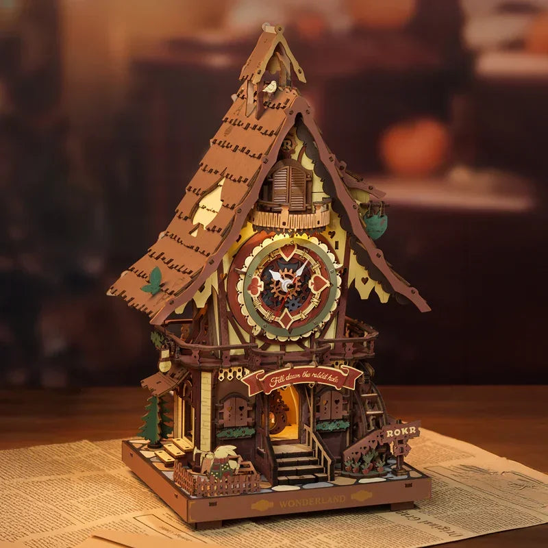 Rokr [Cuckoo Clock] Mechanical 3D Wooden Puzzles DIY Mechanical Aesthetic Room Decor Unique Gift for Adult