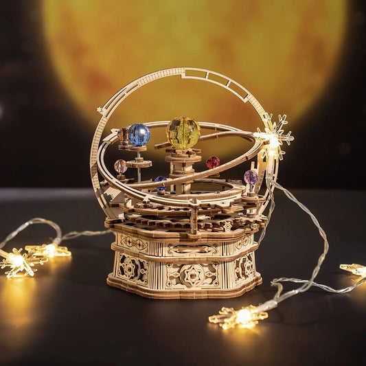 Rokr [Starry Night] DIY 3D Wooden Model Building Kit 84pcs Rotatable Assembly Music Box Educational Toy for Kids Adults