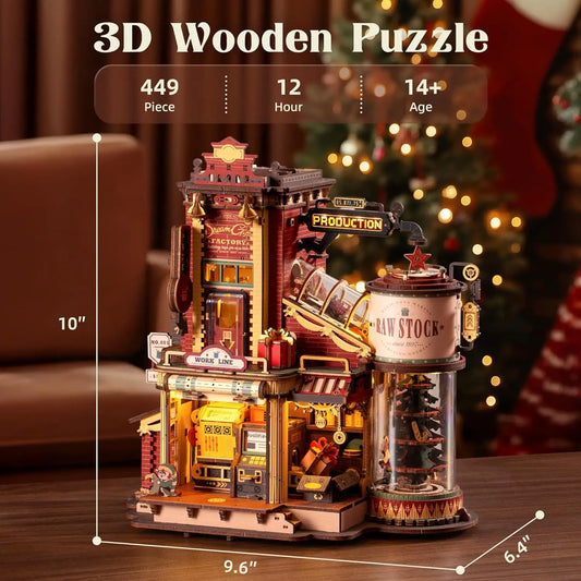 Rokr [Christmas Dream] Wooden Music Box Gift Factory 3D Wooden Puzzles Wooden Model Kits Build Best Gifts for Kids Adults