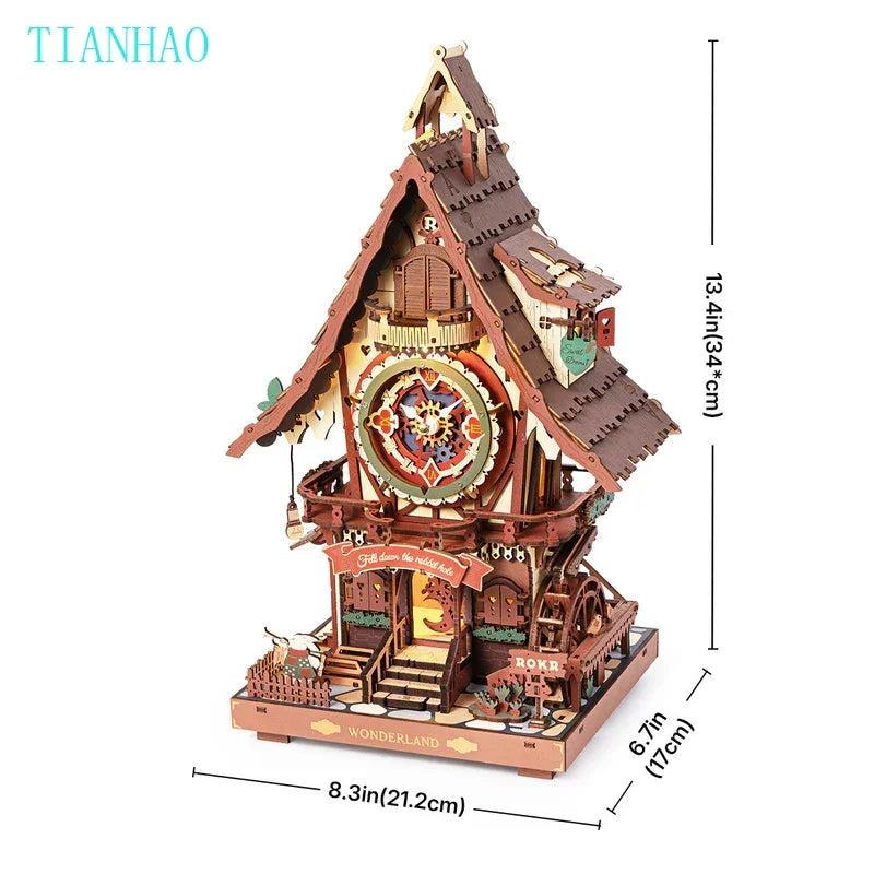 Rokr [Cuckoo Clock] Mechanical 3D Wooden Puzzles DIY Mechanical Aesthetic Room Decor Unique Gift for Adult