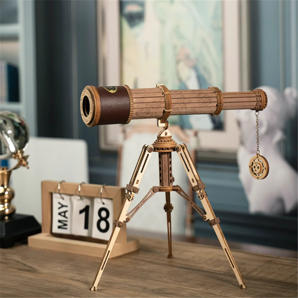 Rokr [Telescopic] 1:1 DIY Monocular Telescope Wooden Model Building Kits Assembly Toy Gift for Children Adult