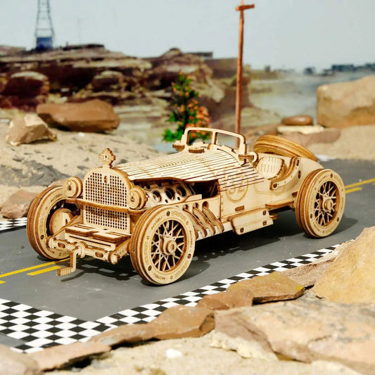 Rokr [Transportation Series]3D Puzzle Movable Steam Train,Car,Jeep Assembly Toy Gift for Children Adult Wooden Model Building Block Kits