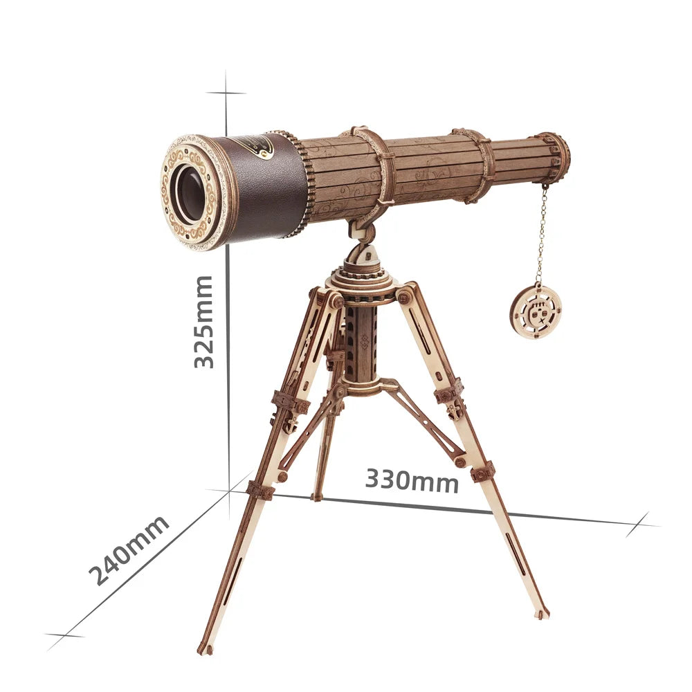 Rokr [Telescopic] 1:1 DIY Monocular Telescope Wooden Model Building Kits Assembly Toy Gift for Children Adult
