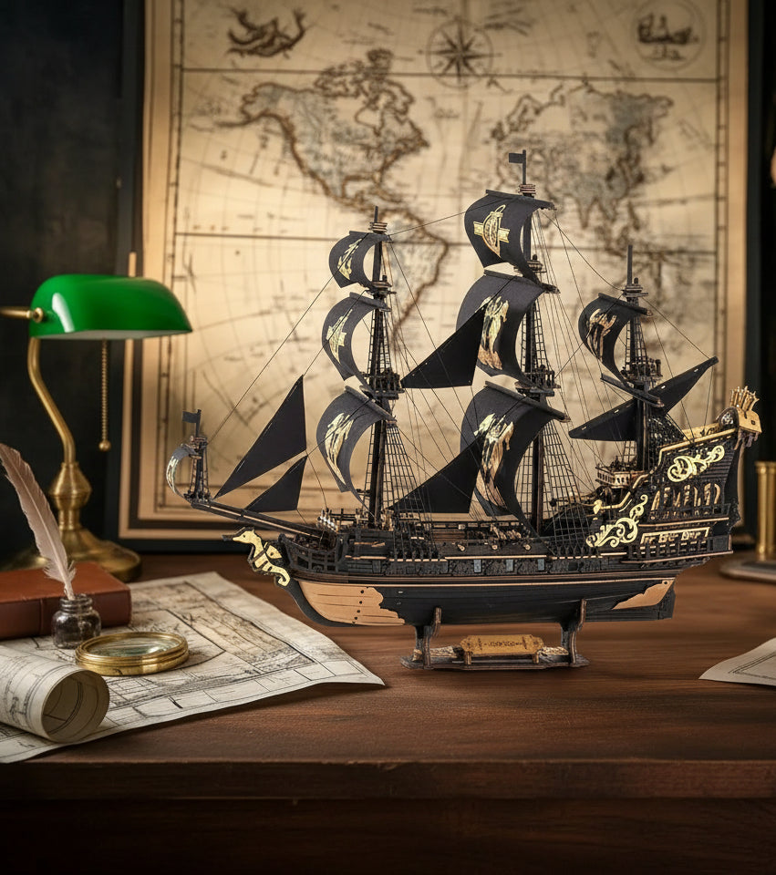 Rokr [Seahouse Barque] Model kits Build Home Desk Decoration Gift For Teens and Adults