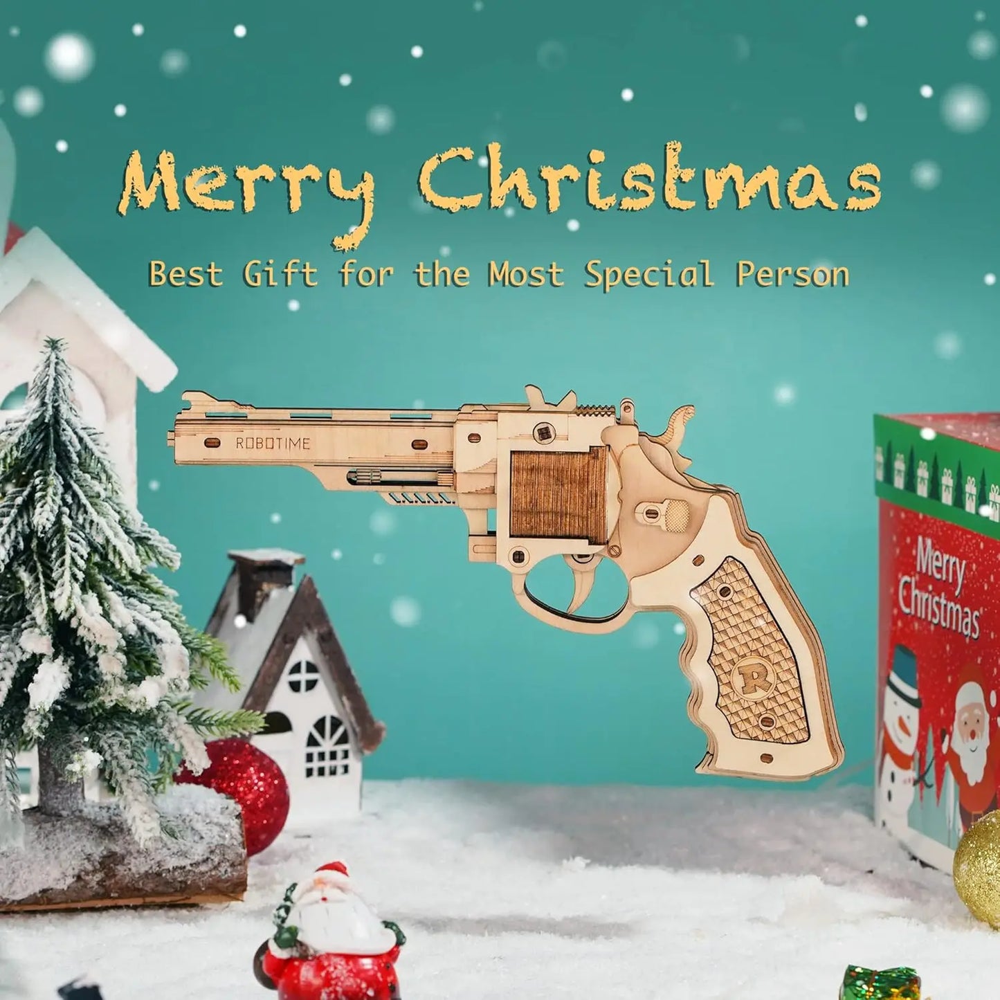 Rokr [Corsac M60 Toy Gun] 3D Wooden Puzzle Mechanical Building Model Kit for Children 14 Years Christmas gift