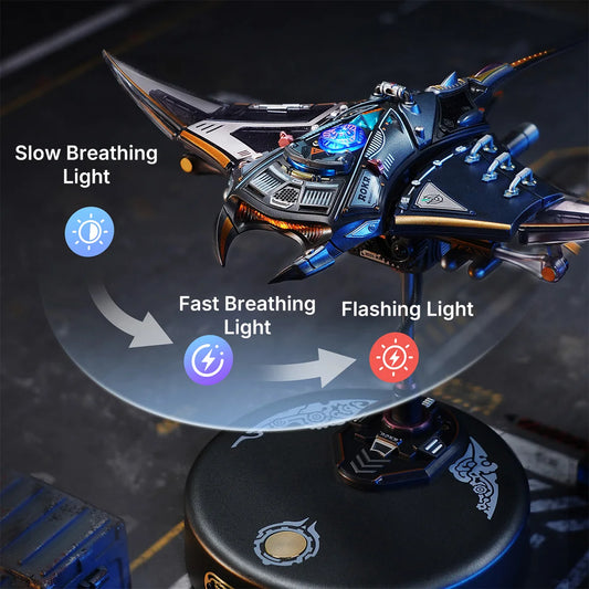 Rokr [Manta Ray] Mechanical 3D Puzzle Kit Cyberpunk Style Model Challenging DIY Project Unique Desktop Decor Gift for Adults