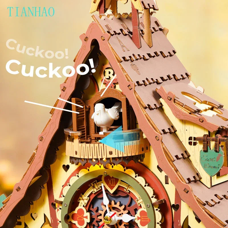 Rokr [Cuckoo Clock] Mechanical 3D Wooden Puzzles DIY Mechanical Aesthetic Room Decor Unique Gift for Adult
