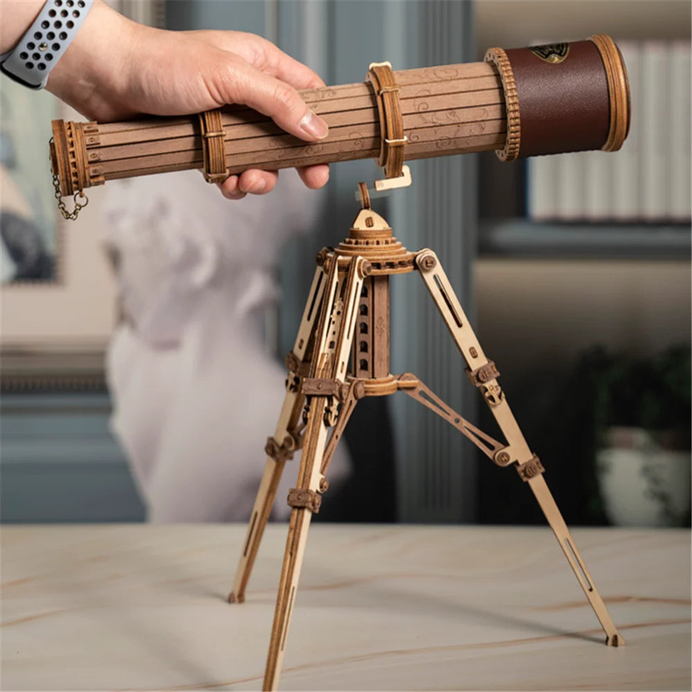 Rokr [Telescopic] 1:1 DIY Monocular Telescope Wooden Model Building Kits Assembly Toy Gift for Children Adult