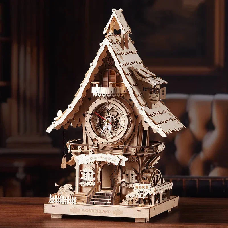 Rokr [Cuckoo Clock] Mechanical 3D Wooden Puzzles DIY Mechanical Aesthetic Room Decor Unique Gift for Adult