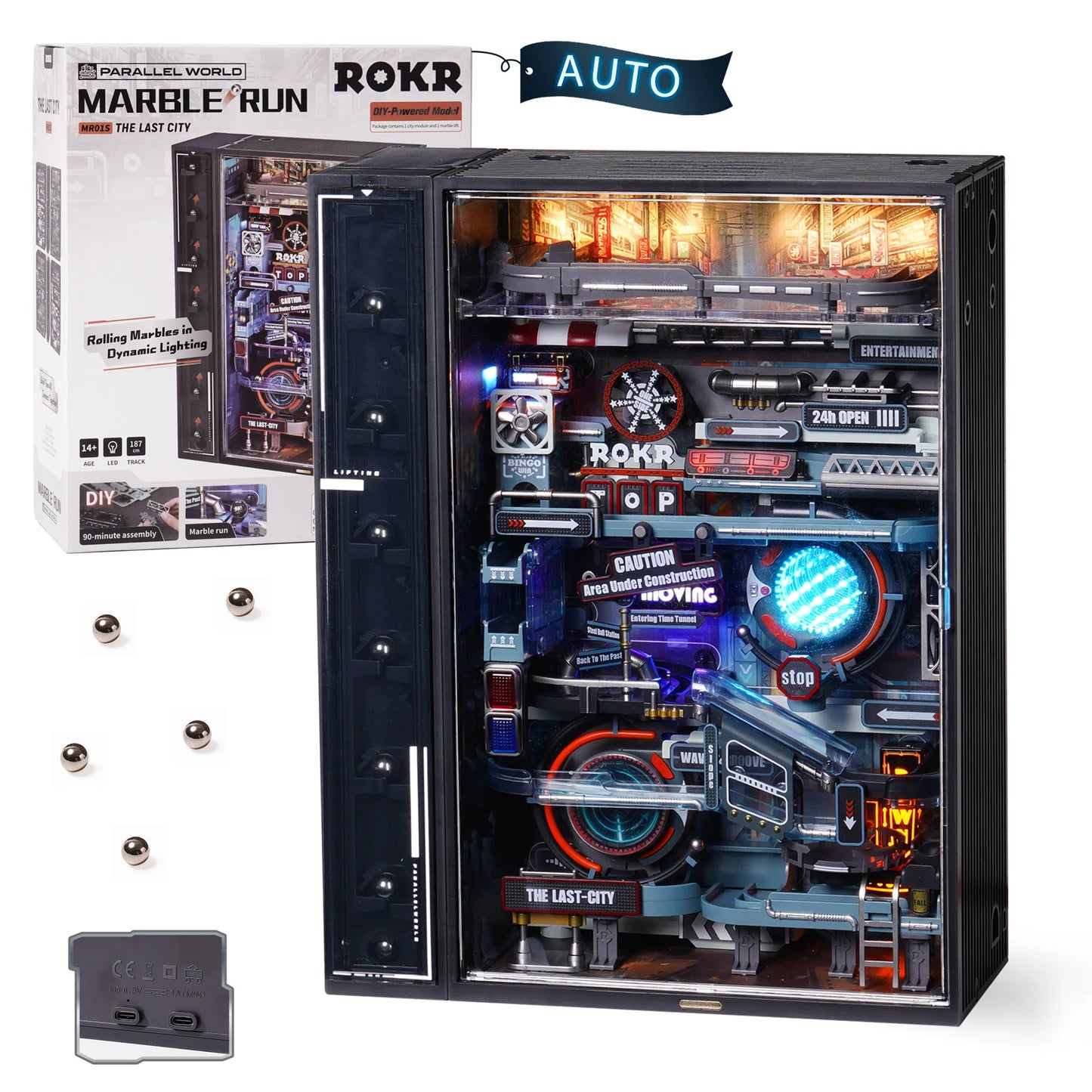 Rokr [The Last City] -Futuristic Marble Run Cyberpunk Gift for Men 3D Puzzle Model Gaming Decoration Automatic