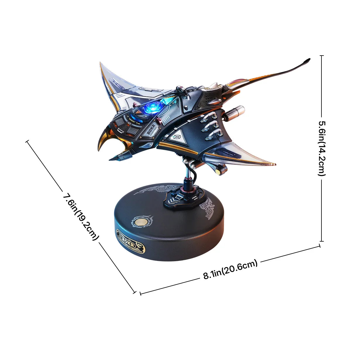 Rokr [Manta Ray] Mechanical 3D Puzzle Kit Cyberpunk Style Model Challenging DIY Project Unique Desktop Decor Gift for Adults