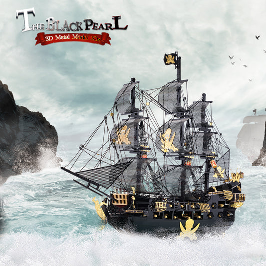 [Black Pearl Pirate Ship] Metal Model Kits DIY 3D Model Adult Puzzle Educational Model