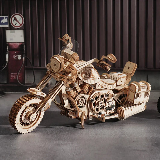 Rokr [Cruiser Motorcycle] DIY Wooden Model Building Block Kits Assembly Toy Gift for Children Adult Puzzle LK504