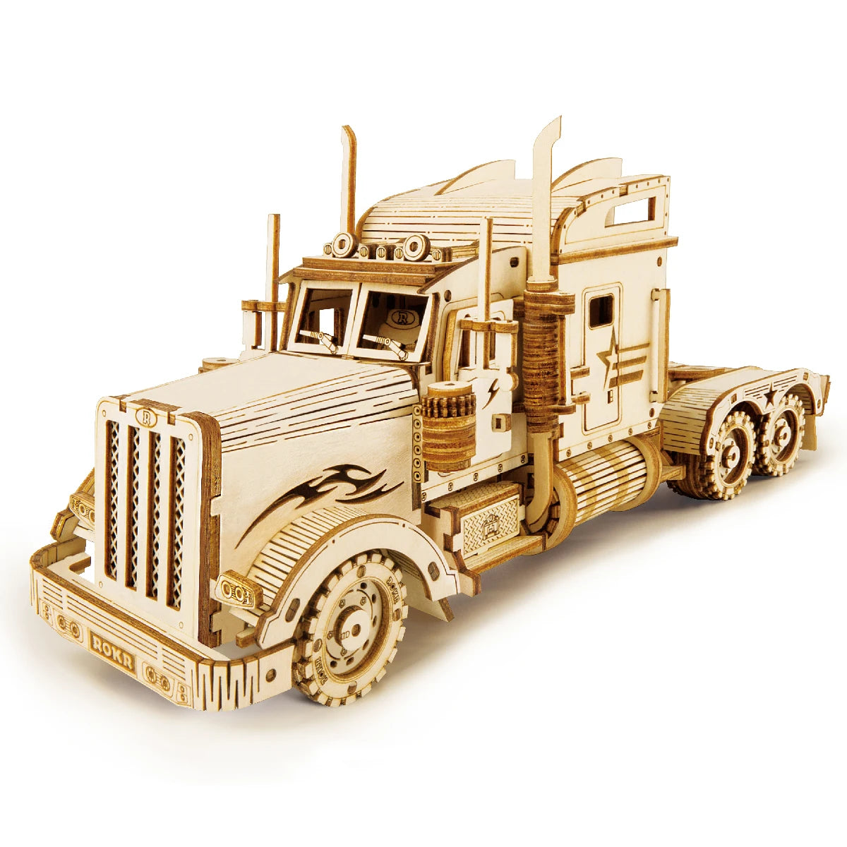 Rokr [Transportation Series]3D Puzzle Movable Steam Train,Car,Jeep Assembly Toy Gift for Children Adult Wooden Model Building Block Kits