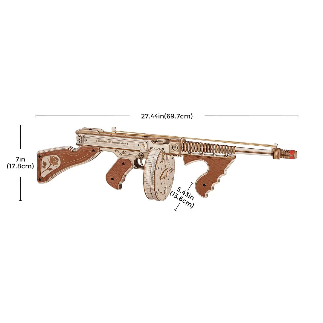 ROKR [Thompson Submachine Gun Toy] for Adults Teens Funny Building Block Sets Easy Assembly 3D Wooden Puzzle  LQB01