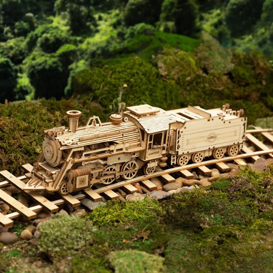 Rokr [Transportation Series]3D Puzzle Movable Steam Train,Car,Jeep Assembly Toy Gift for Children Adult Wooden Model Building Block Kits
