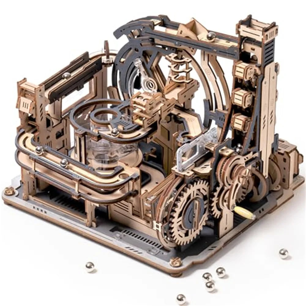 Rokr [Spaceport] 3D Puzzles Brain Teaser Wooden Puzzles Electric Model Kits Marble Building Toy Gifts for Men/Women/Teens