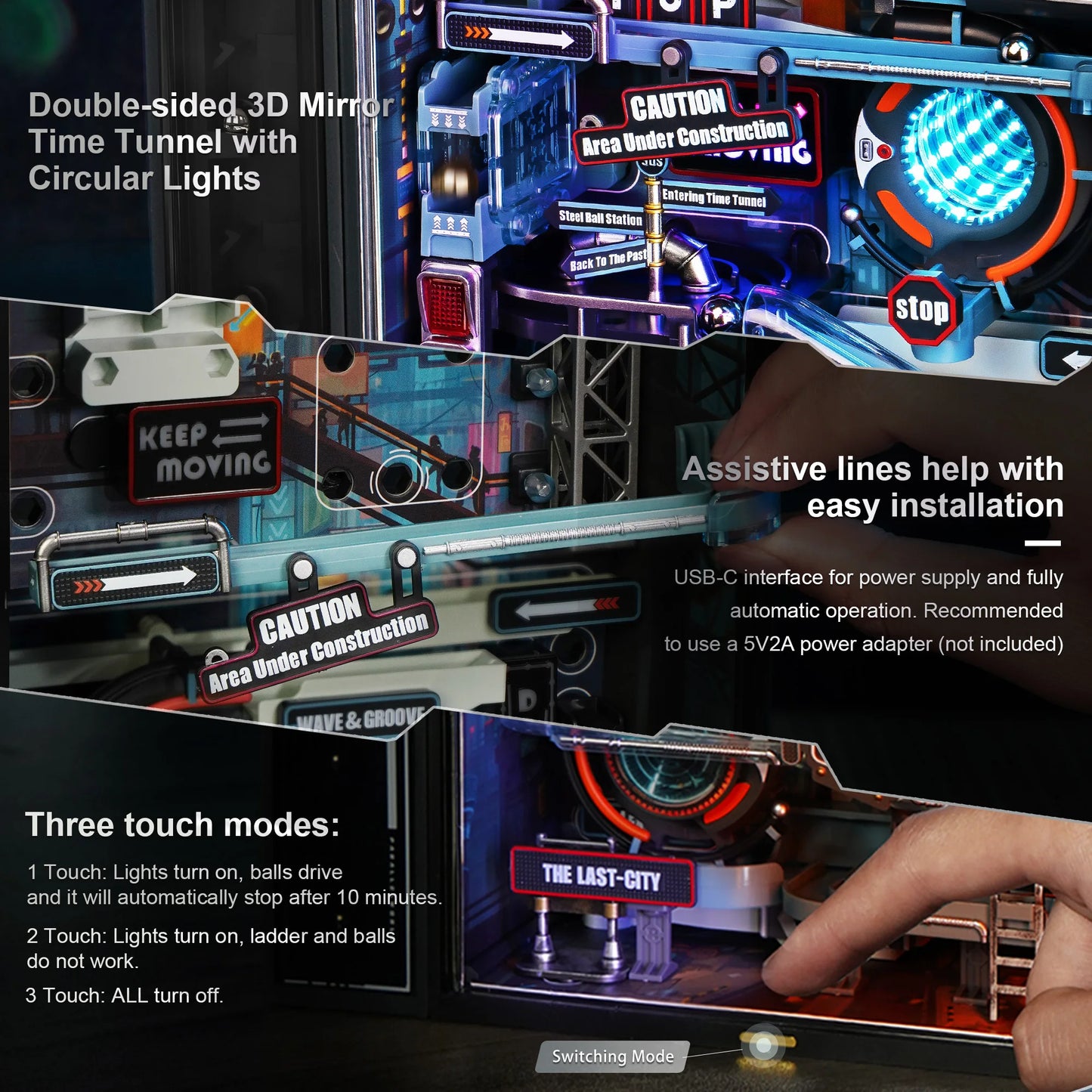 Rokr [The Last City] -Futuristic Marble Run Cyberpunk Gift for Men 3D Puzzle Model Gaming Decoration Automatic