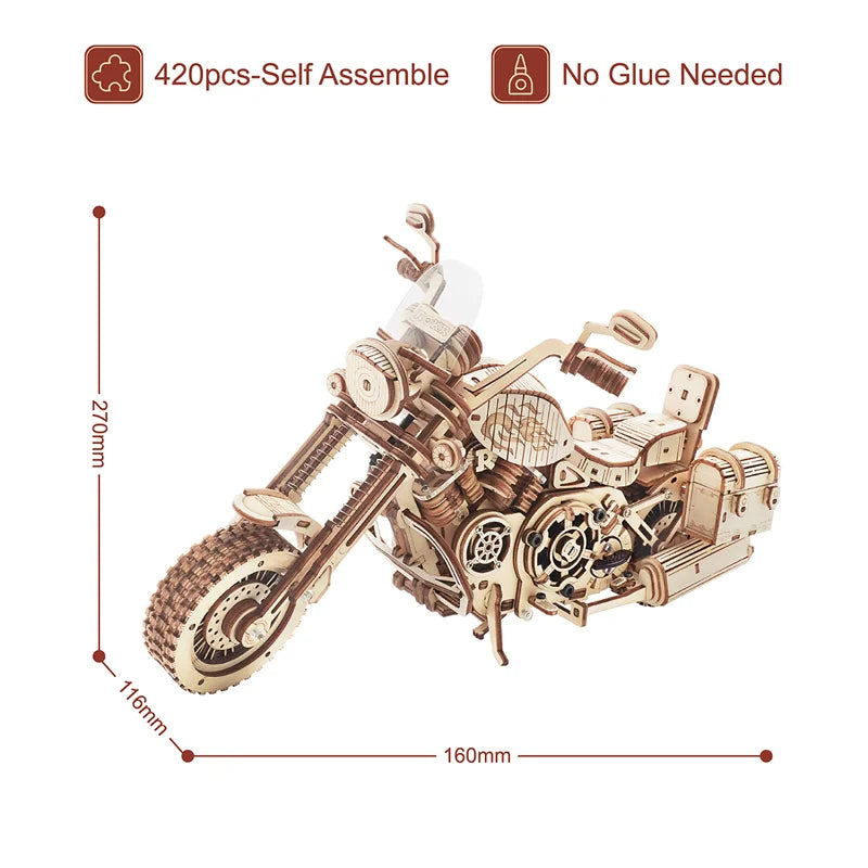Rokr [Cruiser Motorcycle] DIY Wooden Model Building Block Kits Assembly Toy Gift for Children Adult Puzzle LK504