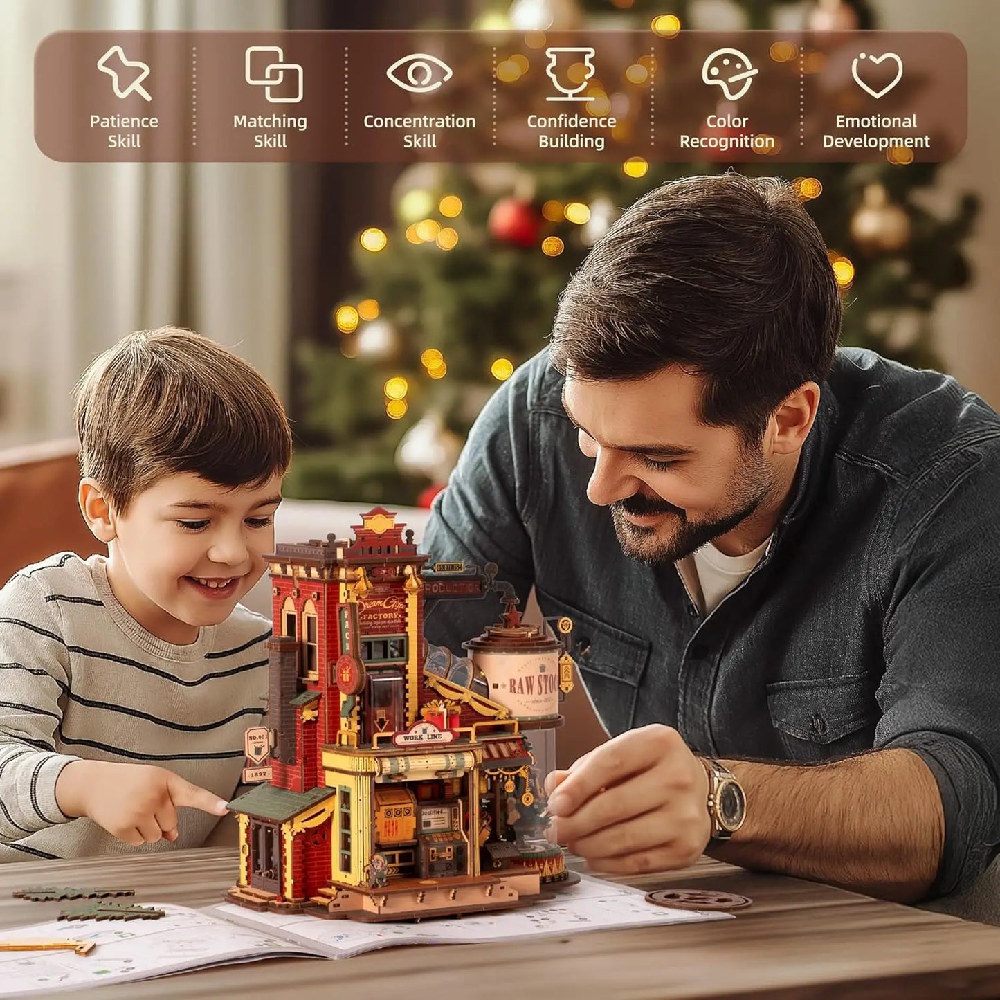 Rokr [Christmas Dream] Wooden Music Box Gift Factory 3D Wooden Puzzles Wooden Model Kits Build Best Gifts for Kids Adults